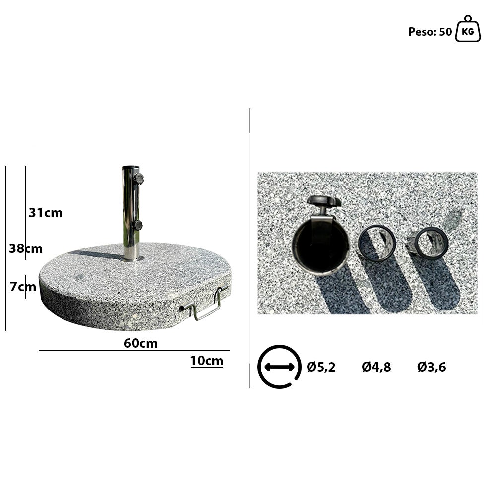 Tempo Style - Pied de parasol en granit 50 kg - 3