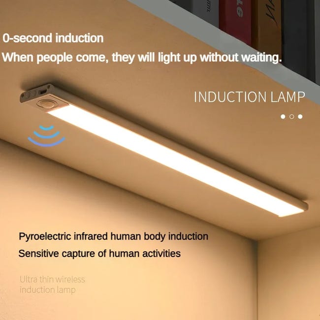 Striscia Luminosa A LED Con Sensore Di Movimento, Luce Per Armadio Da 50 Cm Luce Notturna Con Ricarica Usb Magnetica Wireless Regolabile A 3 Colori 97092186 - Foto 7