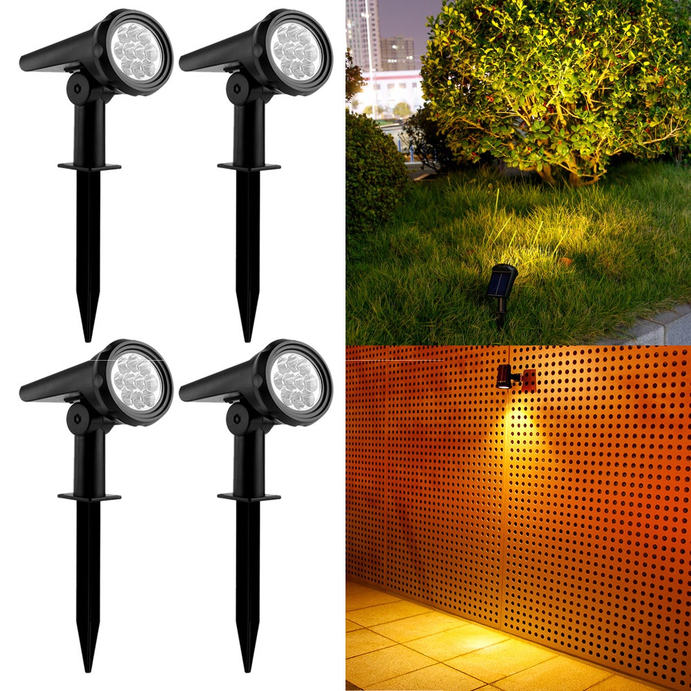 Zestaw reflektorów solarnych zewnętrznych lampki trawnikowe podłogowe lampki ogrodowe krajobrazowe zewnętrzne LED trójpoziomowe ciepłe światło