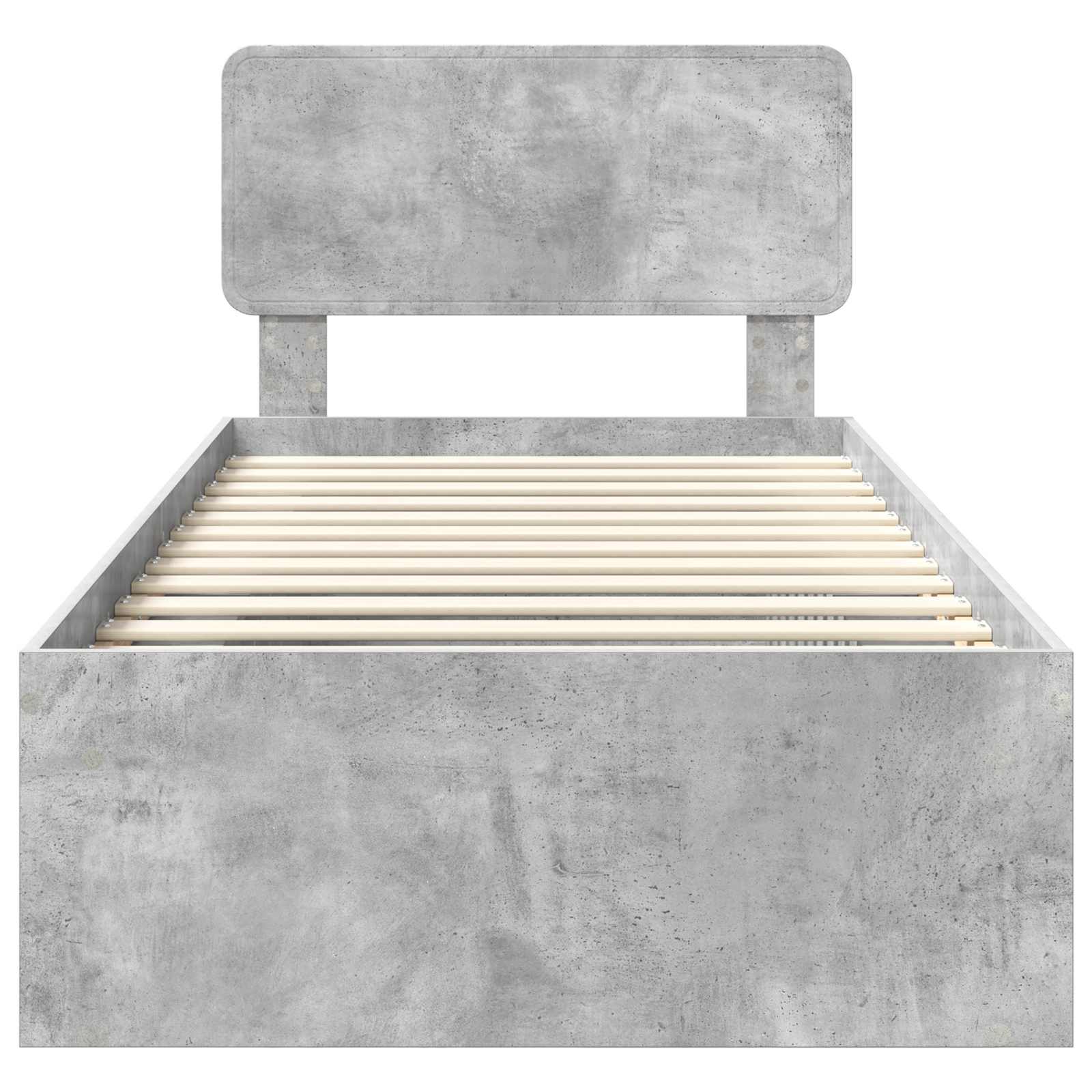 Cadre de lit avec tête de lit gris béton 75 x 190 cm pin massif - 7