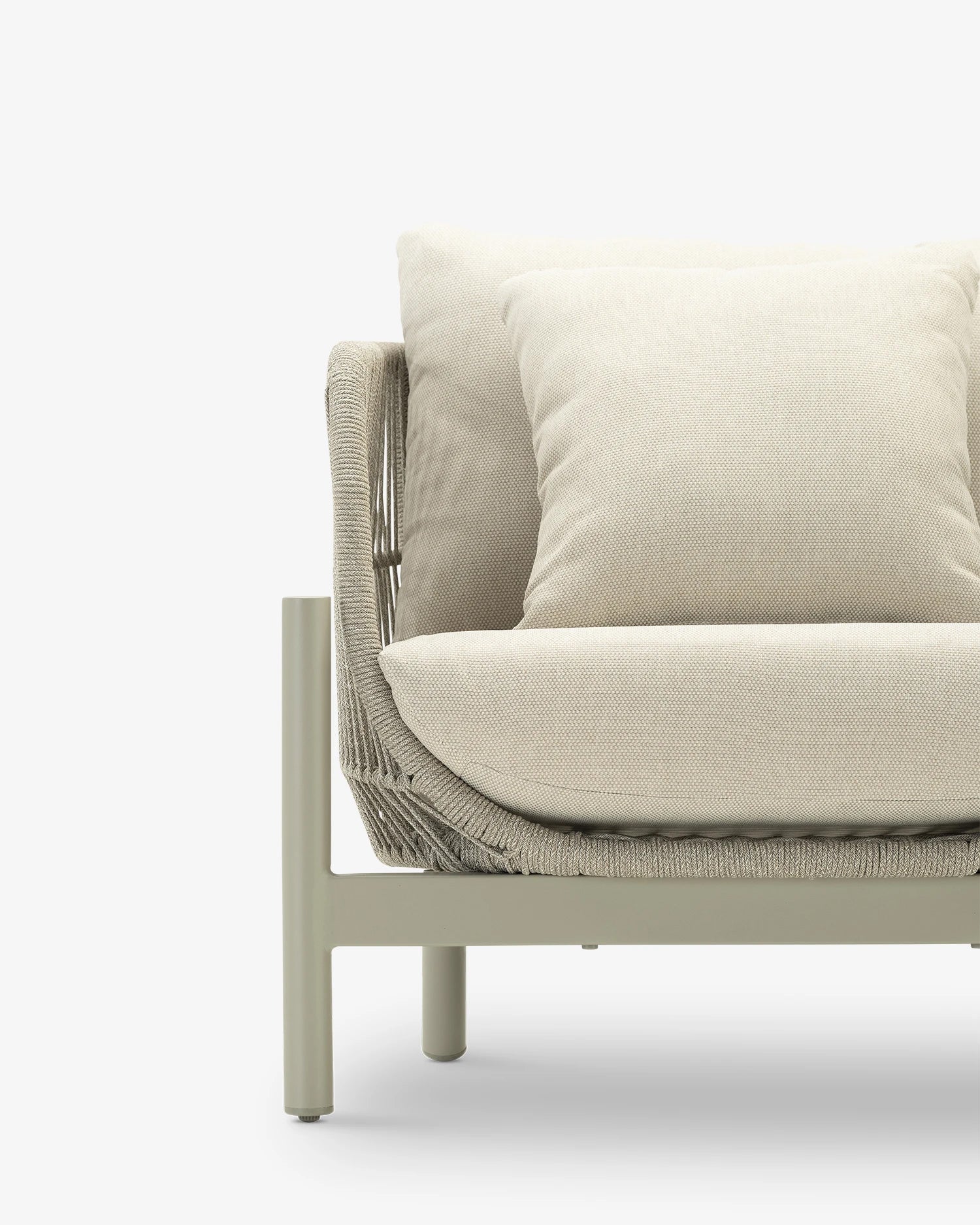 Canapé 3 places beige aluminium et corde beige - Milos - 3