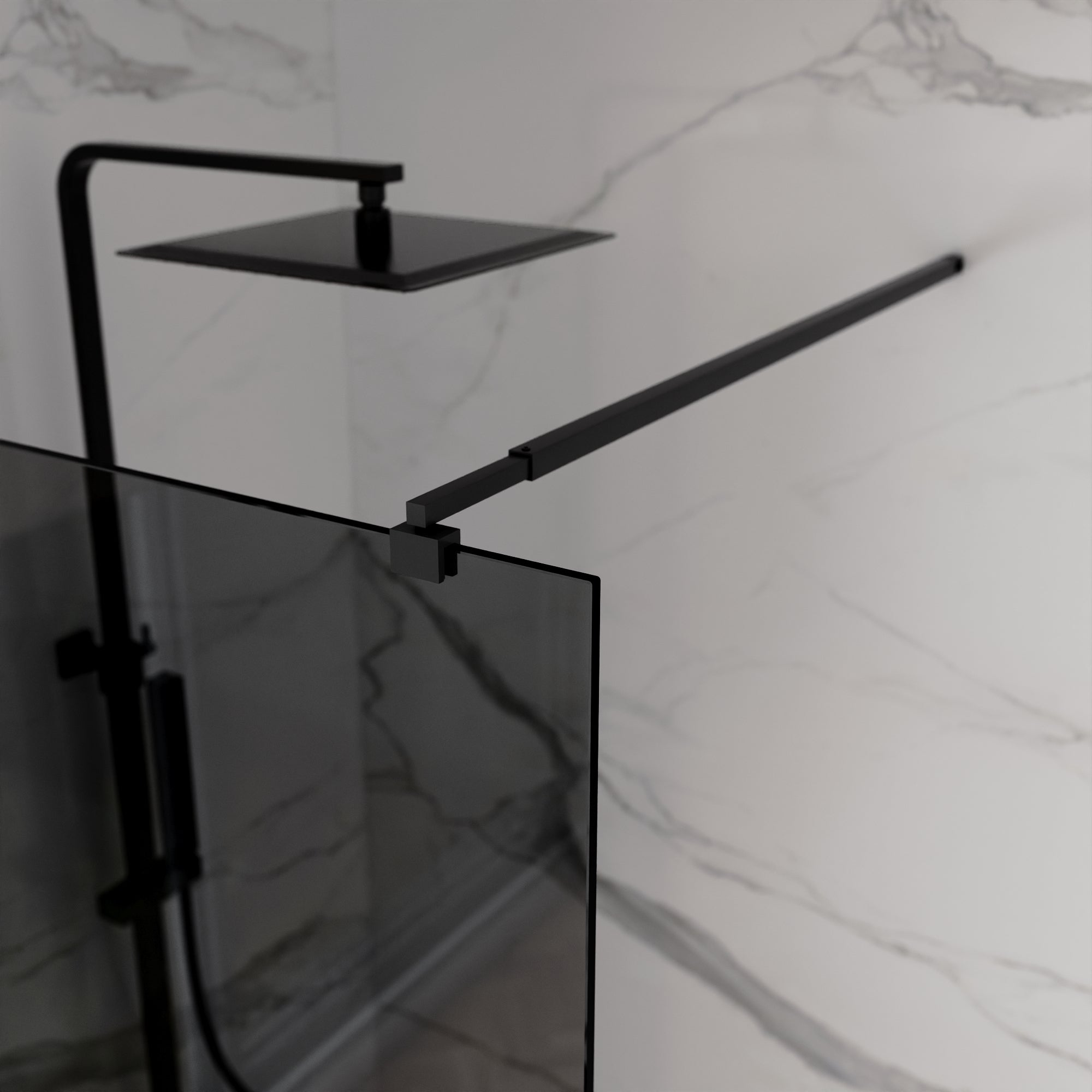 Paroi de douche à l'italienne 100 cm, verre fumé 8 mm anti-calcaire, h200, profilé noir | Keros - 4