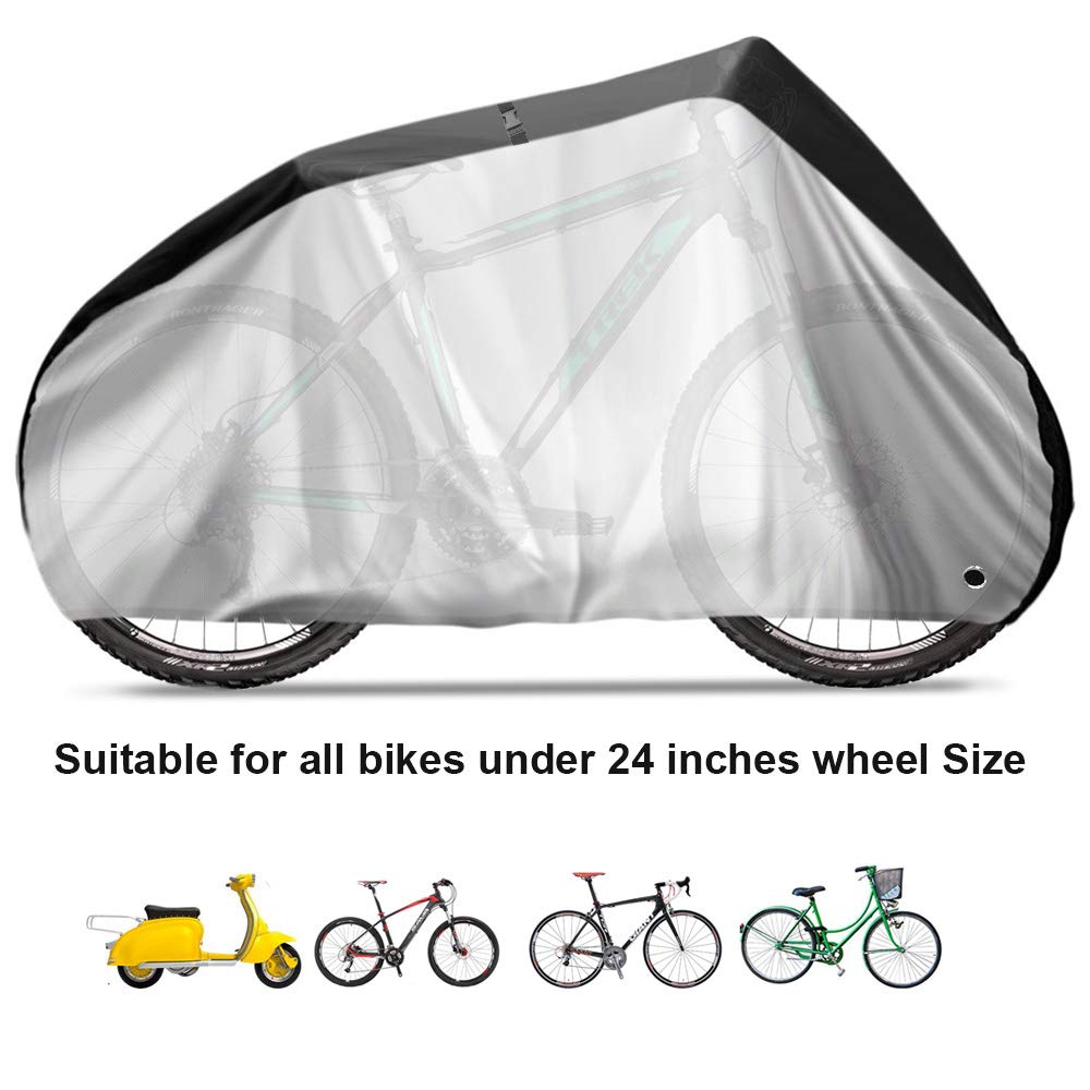 Housse de vélo,Housse de pluie imperméable en nylon 190T Protection contre la pluie UV,200x110x70cm,Argent - 2