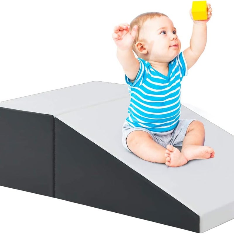 Zestaw do Ćwiczeń Motorycznych dla Niemowląt z Pianki z Drabinką i Zjeżdżalnią dla Dzieci w Wieku od 6 Miesięcy do 3 Lat, do Wspinaczki (Białe)