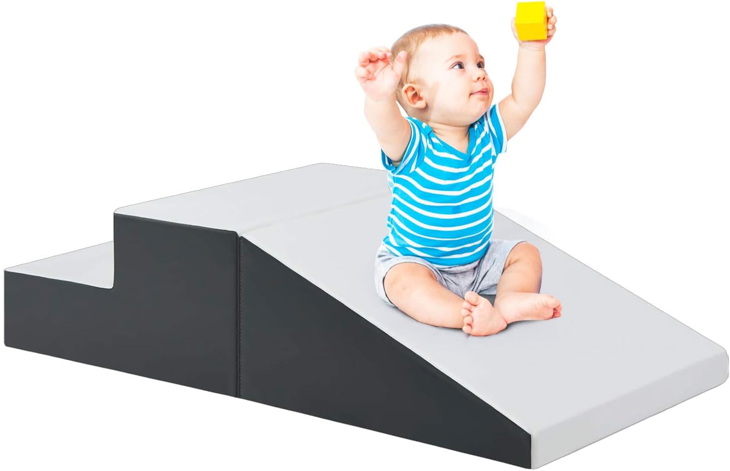 Zestaw do Ćwiczeń Motorycznych dla Niemowląt z Pianki z Drabinką i Zjeżdżalnią dla Dzieci w Wieku od 6 Miesięcy do 3 Lat, do Wspinaczki (Białe)