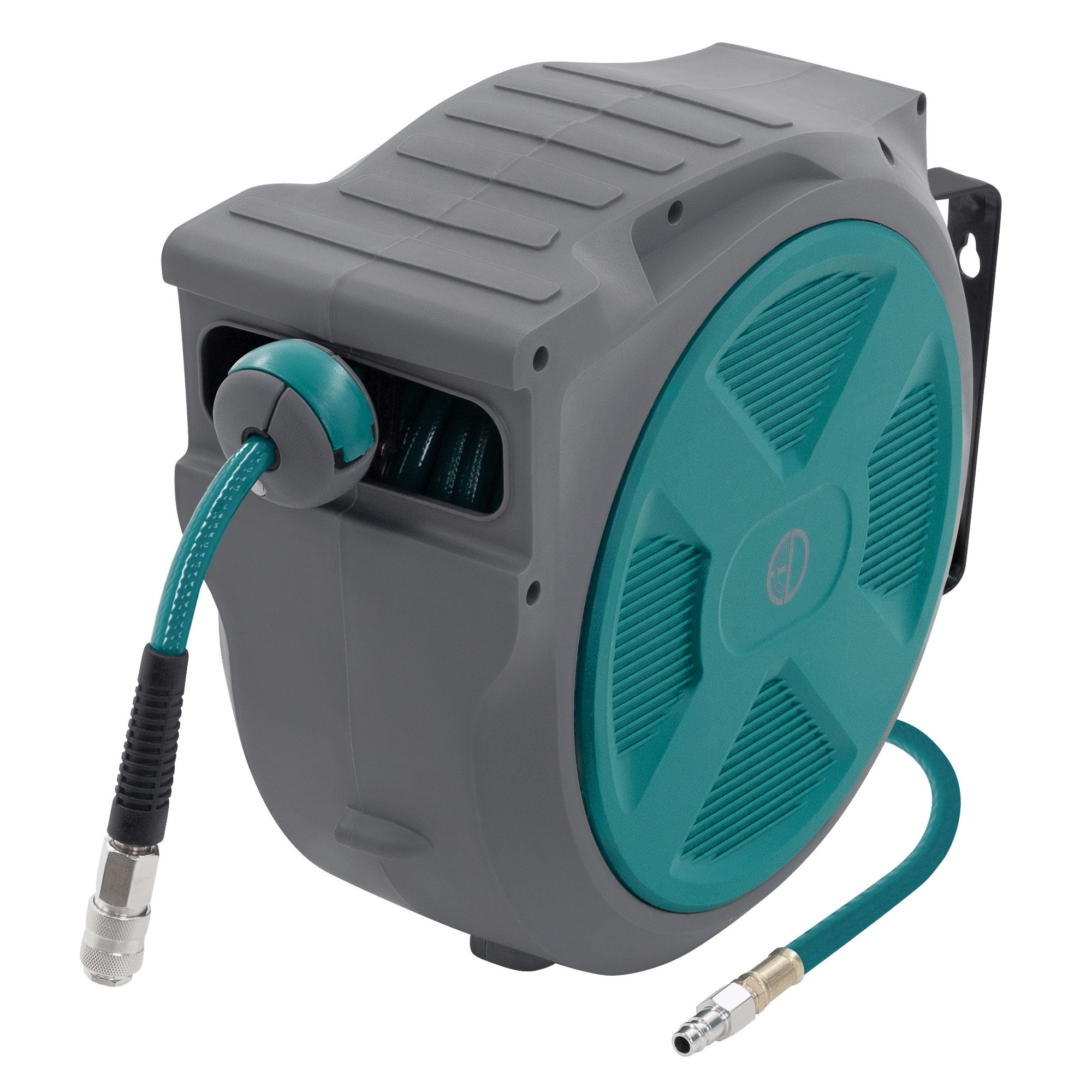 Rola automata cu furtun de gradina ECD Germany din PVC 20 m + 2 m, extensibil cu tambur, racord de 1/4