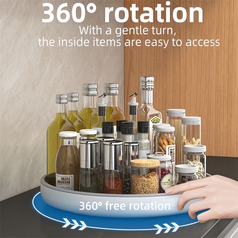 Vassoio Girevole Porta Spezie Per Cucina – Giradischi In PET Trasparente 360° – Organizzatore Salvaspazio Per Dispensa, Frigorifero E Bagno