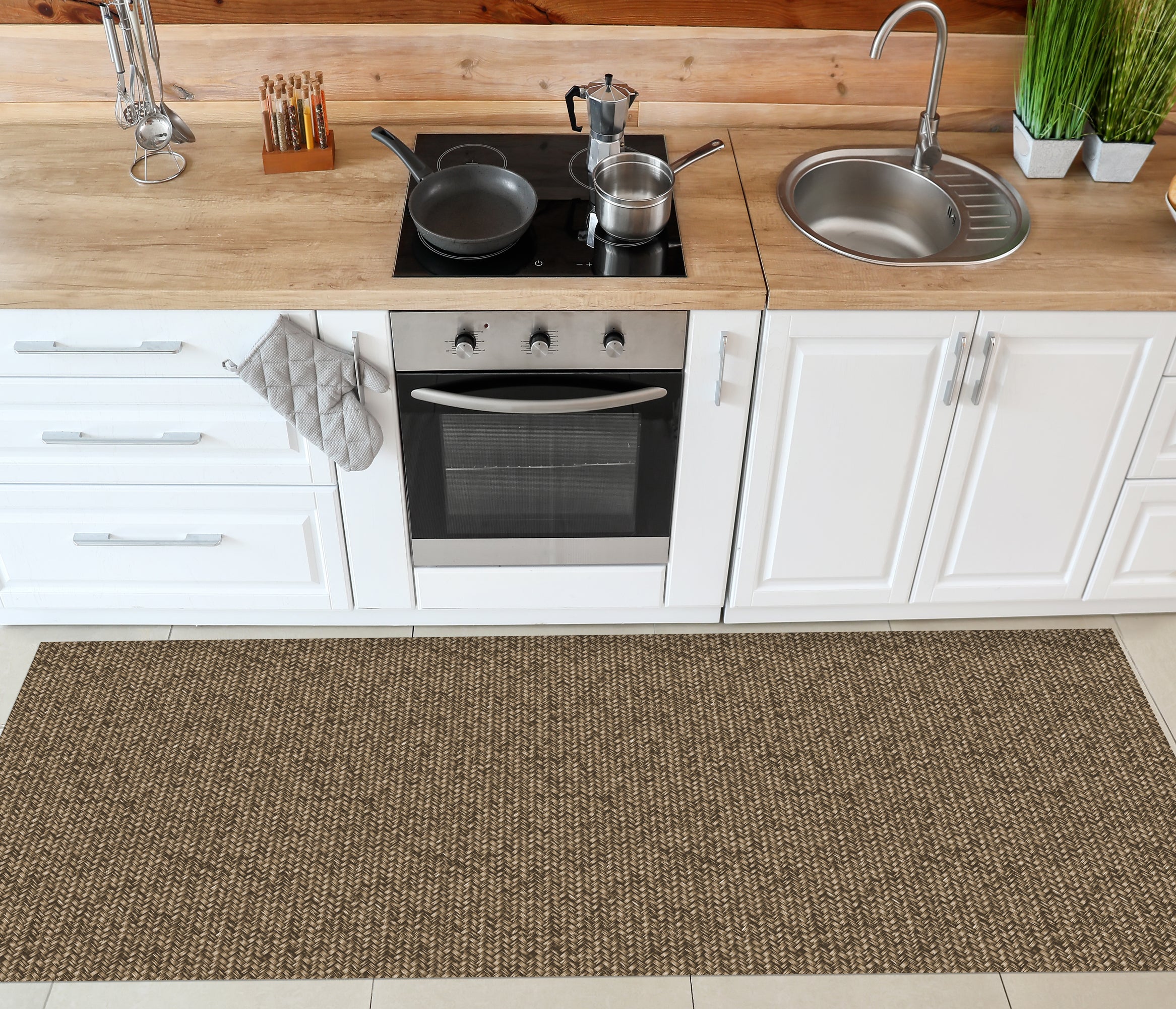 Tapis antidérapant en vinyle Chaib 66x150 cm - PVC imprimé, lavable, ignifuge, pour le salon ou la cuisine - 3