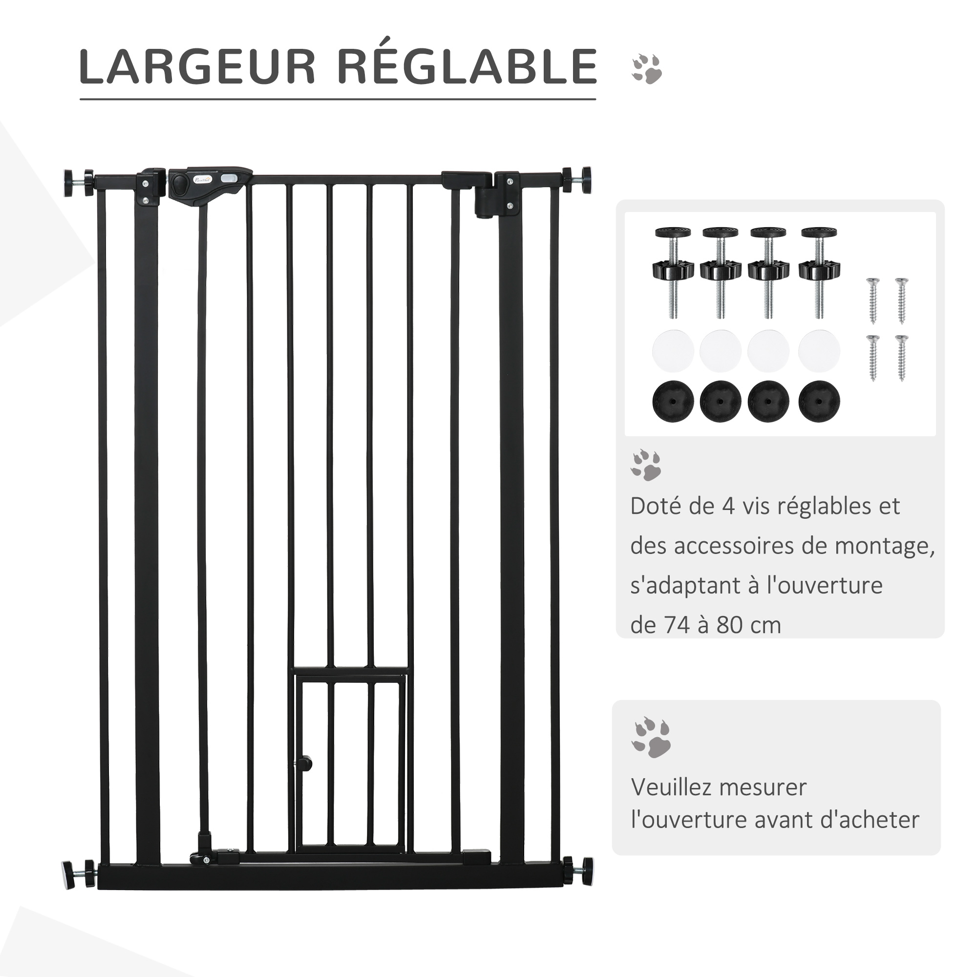 Barrière de sécurité animaux réglable 2 portes acier - 4