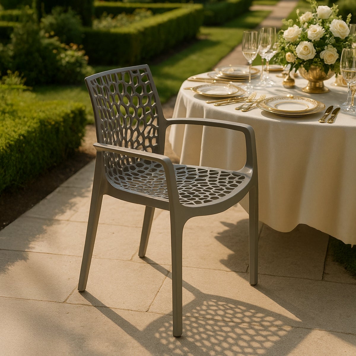 Sedie polipropilene braccioli giardino bar Grand Soleil Gruvyer Arm - Grigio - 2