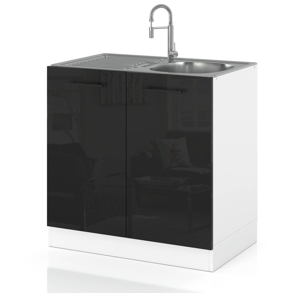 Szafka kuchenna dolna pod zlewozmywak modułowa 80cm spremium czarny połysk
