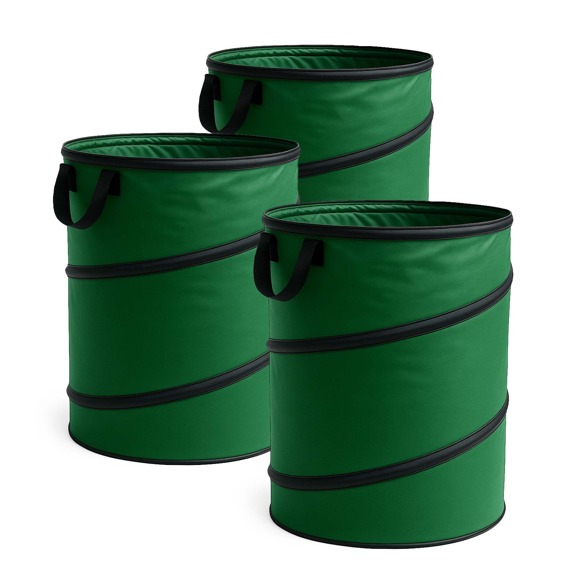 3x Sac à feuilles rond 100 l vert pop-up pliable 600D-Oxford-polyester collecte des déchets sac à gazon robuste déchets de Wiltec - 4