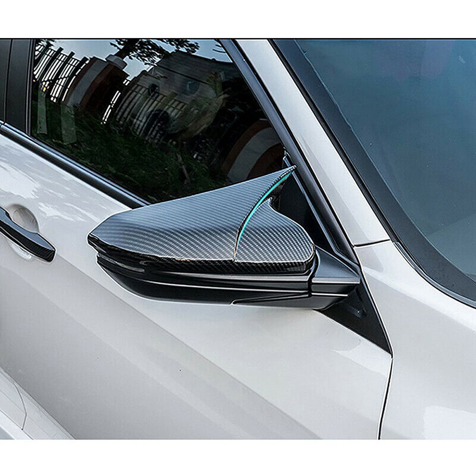 Coppia di copri specchietti retrovisori laterali StickOn Cap in fibra di carbonio adatti per Tesla 2018-2021 - 2