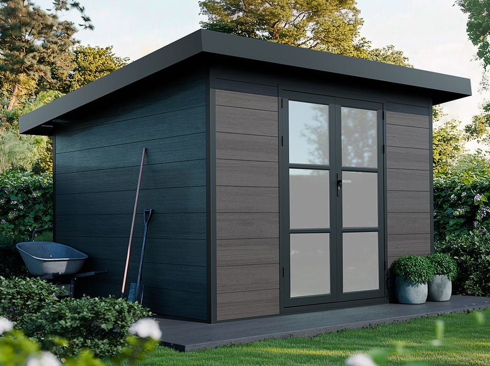 Abri de Jardin Composite ALMA - 9m2 Gris - Cabane de Jardin | Leroy Merlin