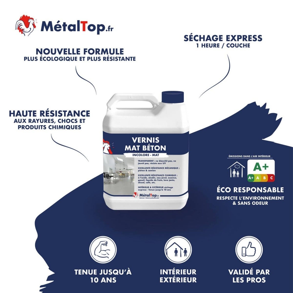 Vernis Mat Beton - Metaltop - Incolore - RAL Incolore - Pot 5L - 3