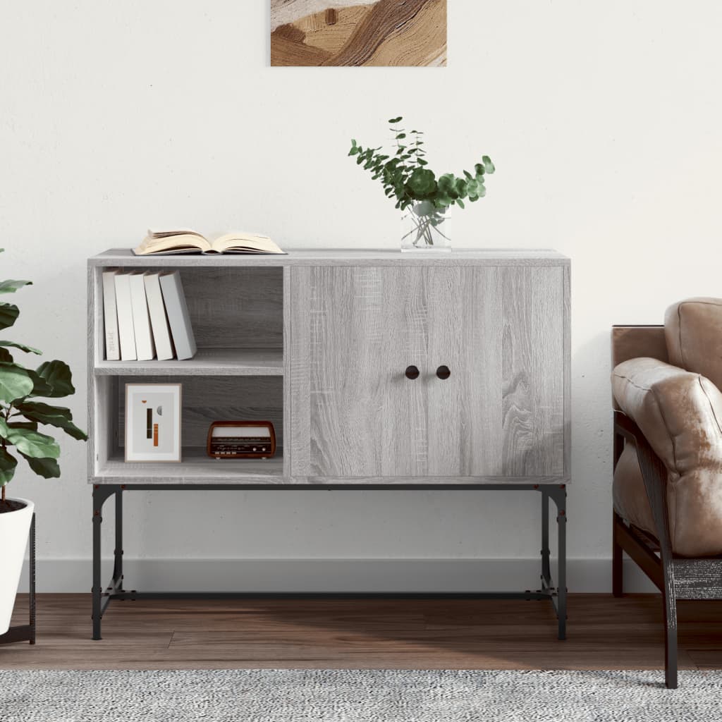 Buffet Chêne Fumé 100x40x79,5 Cm Bois D'ingénierie - Buffet Industriel Meuble De Rangement Armoire Commode Mobilier 86025766