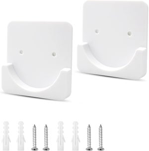 2 Supporti Per Asta Doccia Con Adesivo 3M E Viti – Staffe Da Parete Ultra Resistenti (Bianco, Asta Non Inclusa)