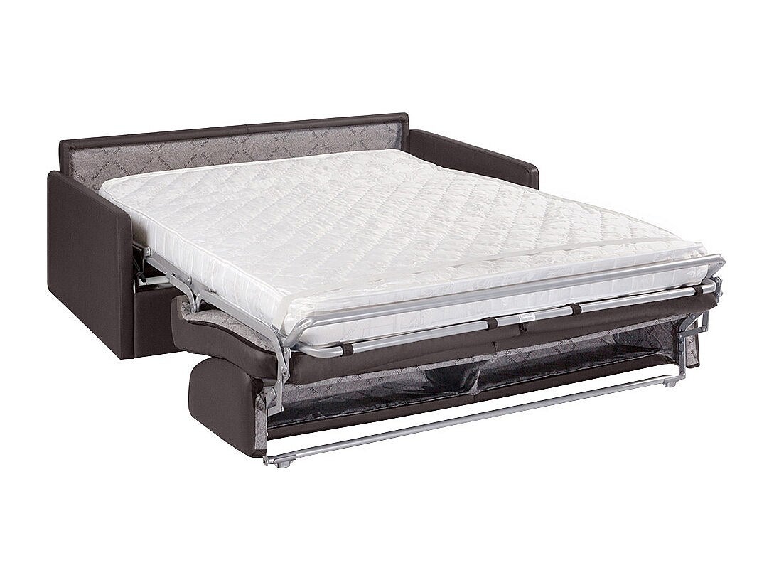 Canapé 4 places convertible express en simili gris - Couchage à lattes larges 160 cm - Matelas 14 cm CALIFE - 2