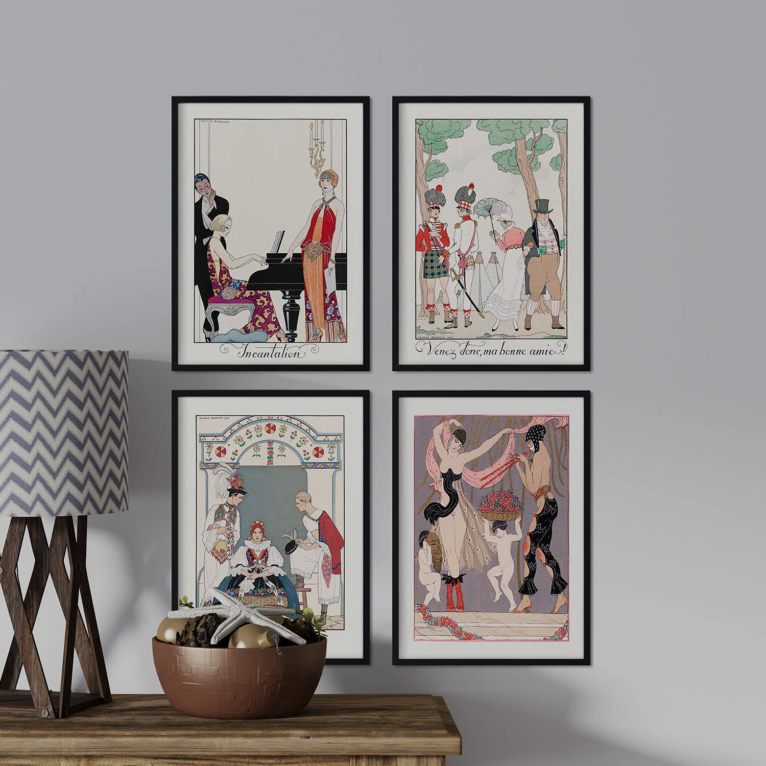 Set de láminas vintage gente. pósteres con las ilustraciones art deco de george barbier. sin marco - a3