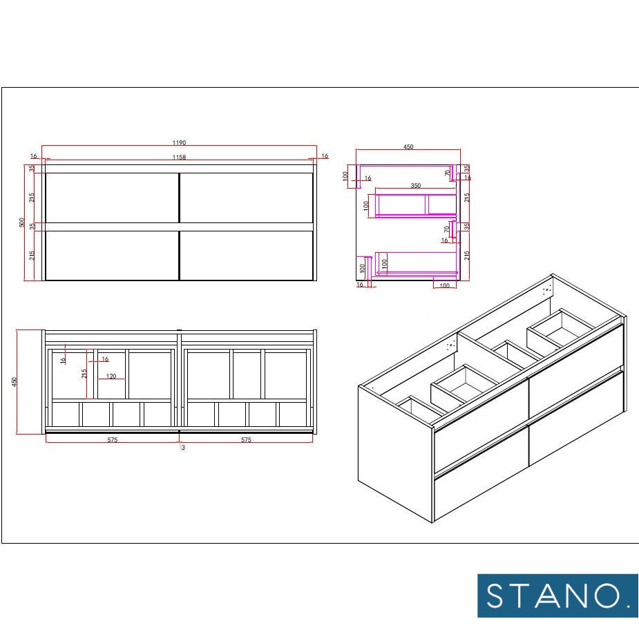 Meuble salle de bain design double vasque FORTINA largeur 120 cm blanc - 4