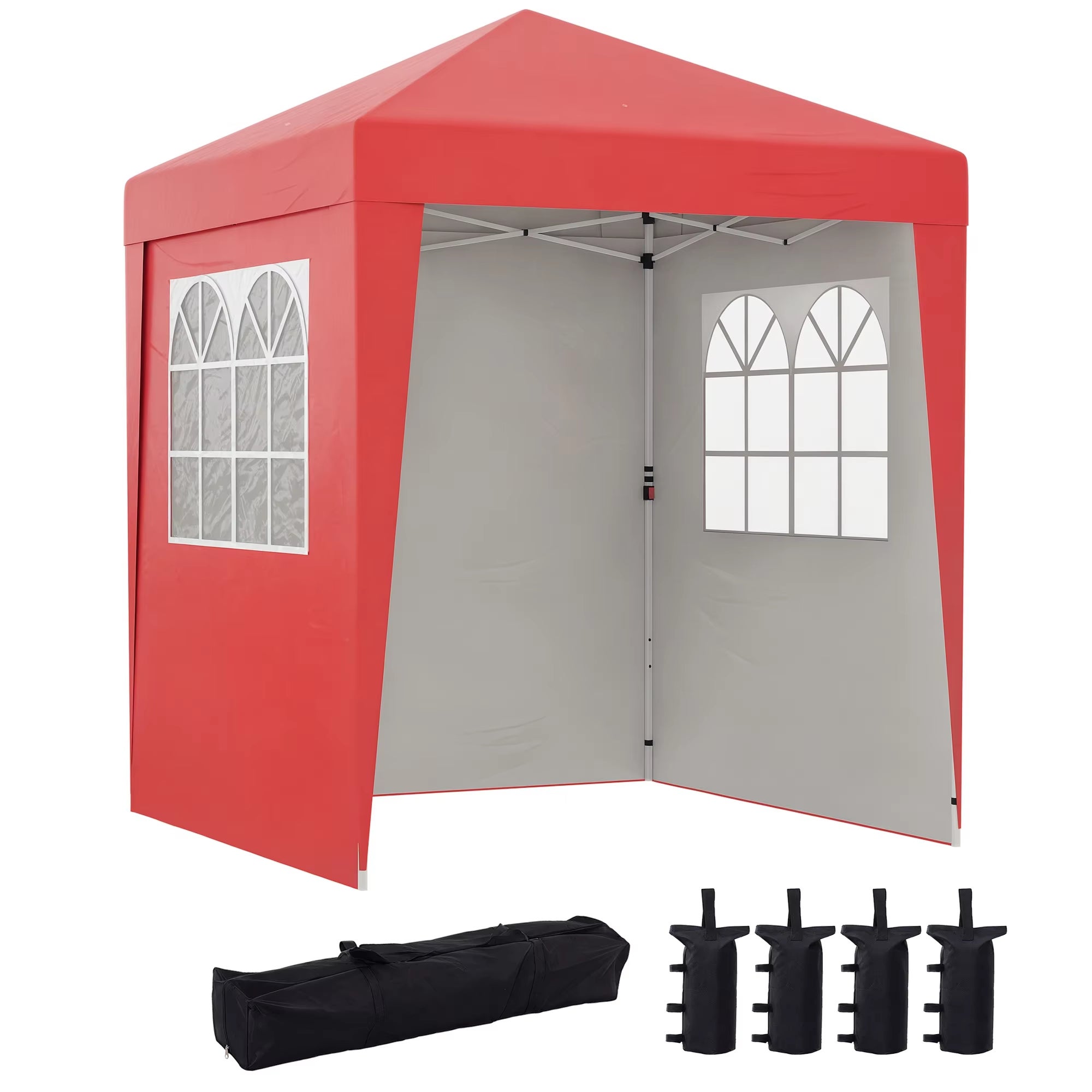 Carpa plegable para jardín, impermeable, carpa de camping, toldo exterior con paneles laterales, ideal playas, altura ajustable, 2x2 m