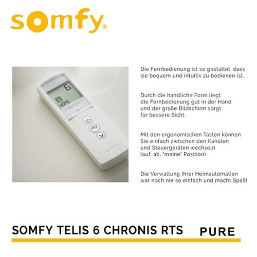 Somfy - Télécommande Telis 6 Chronis RTS Pure - Avec Programmation horaire - 6