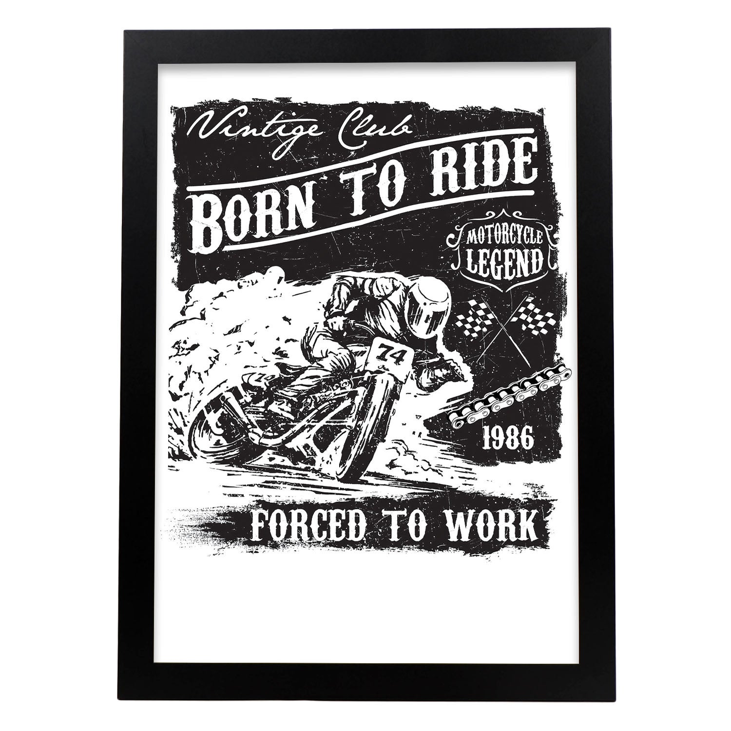 Ensemble d'emblèmes vintage noir et blanc pour le thème de la moto sur