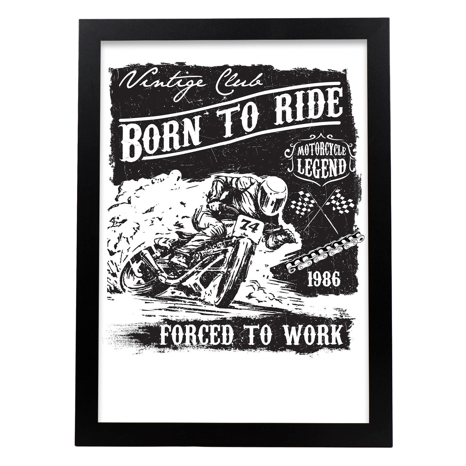 Ensemble d'emblèmes vintage noir et blanc pour le thème de la moto sur Ensemble d'emblèmes vintage noir et blanc pour le thème de la moto sur