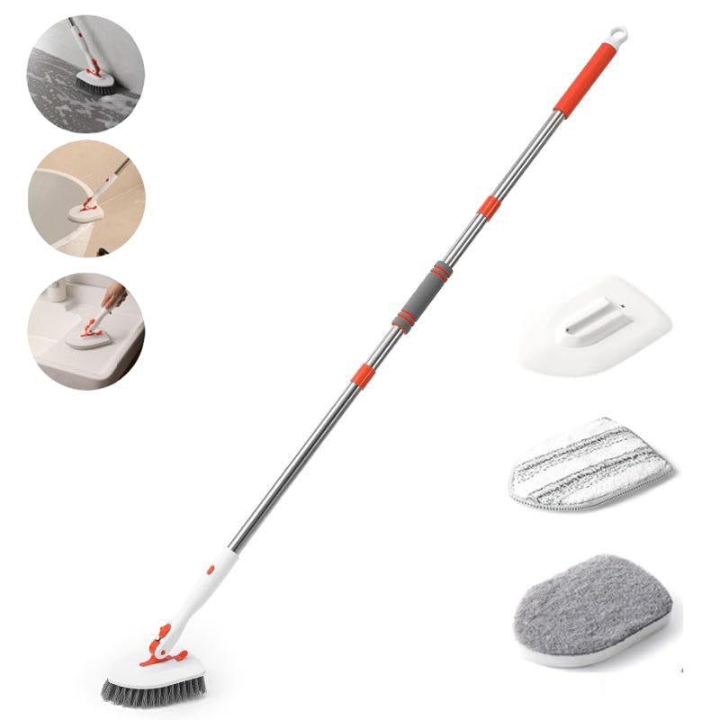 Spazzola Pulizia Doccia Con Manico Estensibile - 142cm, 5 Testine Rimovibili Per Vasca, Pavimenti E Pareti - Foto 11