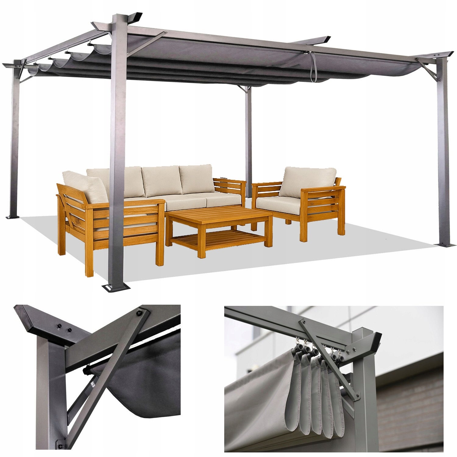 Pergola Tarasowa Altana Ogrodowa 3x4 Zadaszenie Pawilon 4x3 SPRINT Metalowa 1 szt