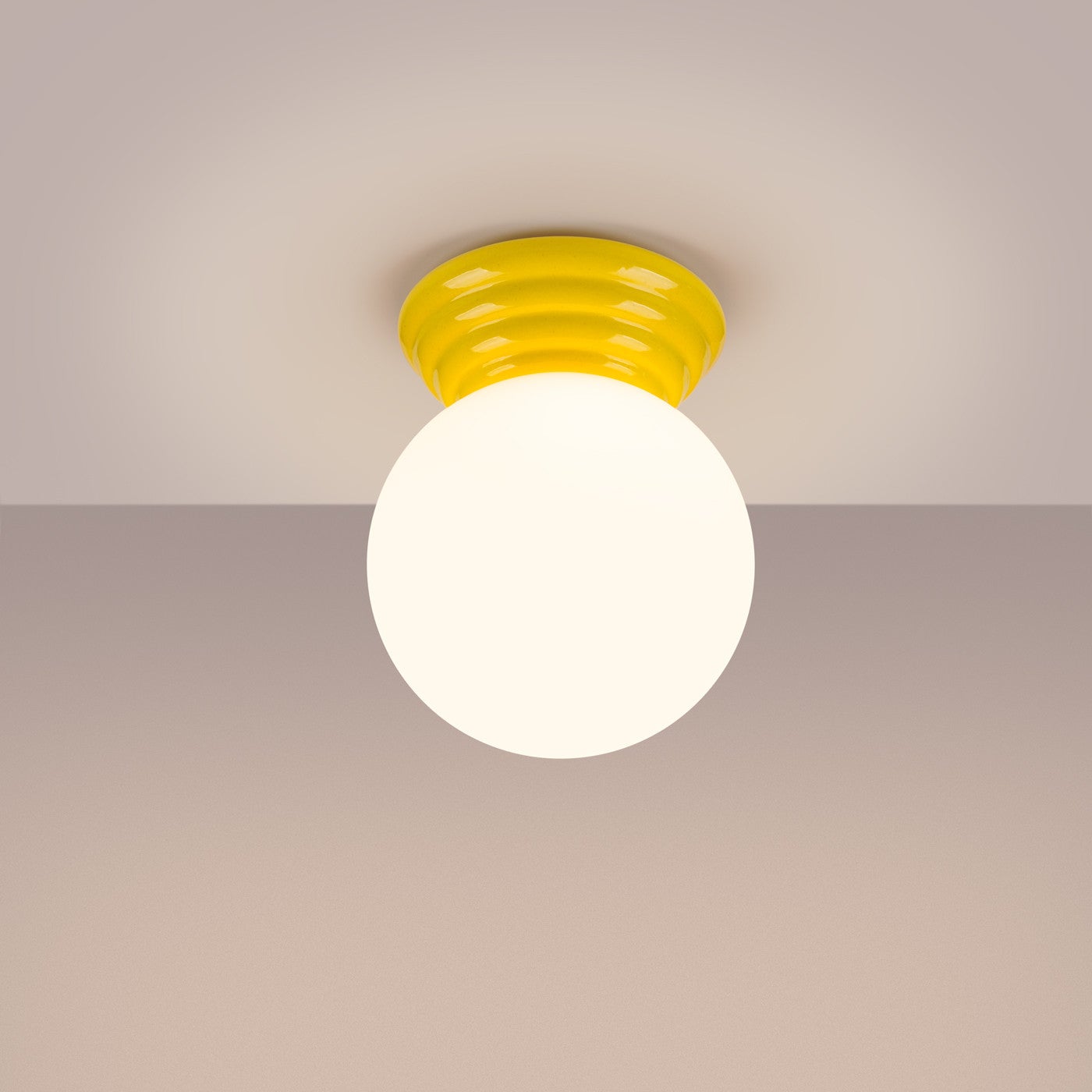 Lampa sufitowa ceramiczna szkliwiona ZORI żółto-biała 1xG9x8W ceramika / gips wym:12x12x16cm IP44 Sollux Lighting - 4