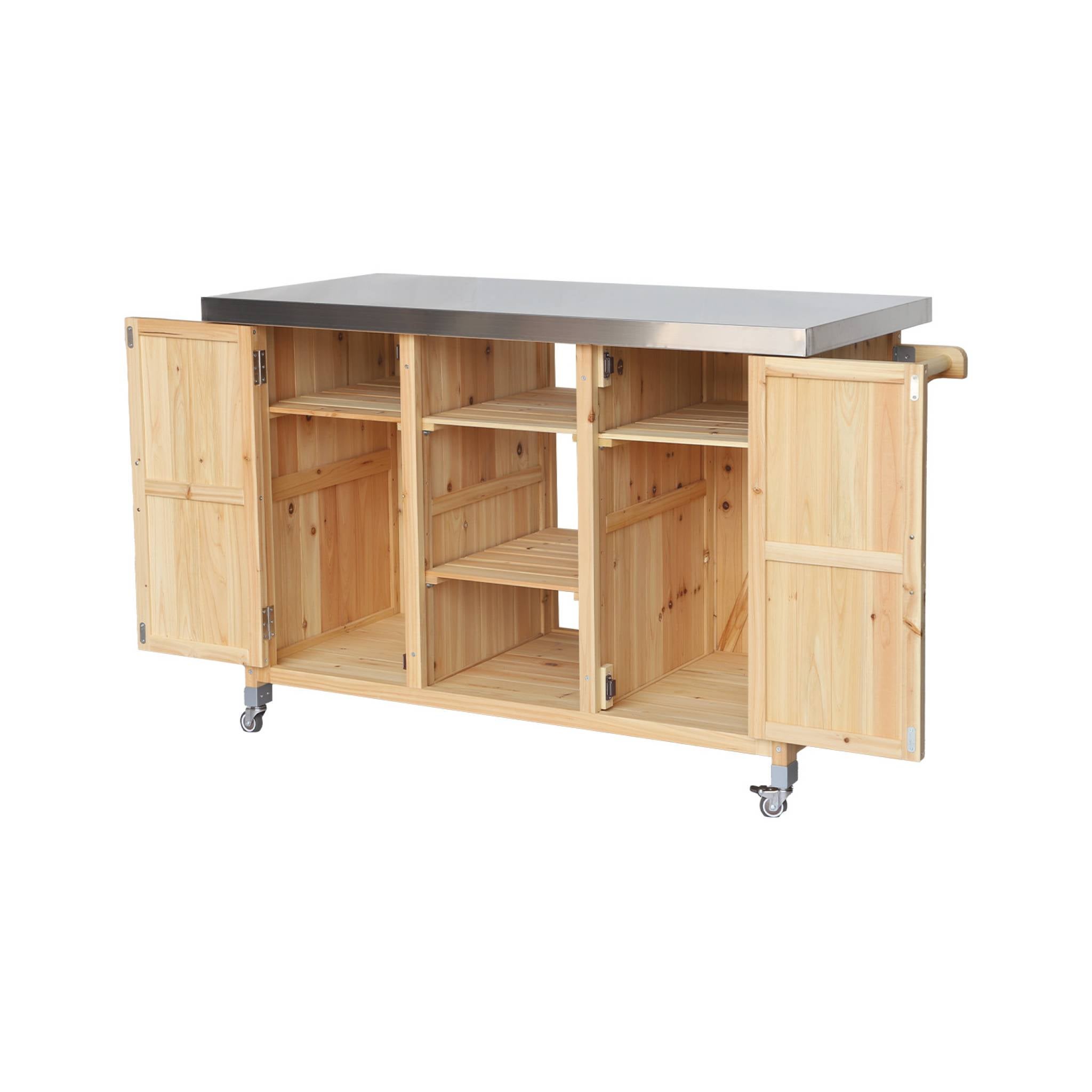 Cuisine d'extérieure 130cm bois avec poignées. 7 espaces de rangement L 130 x l 60 x h 89.5cm LOTUS - 6