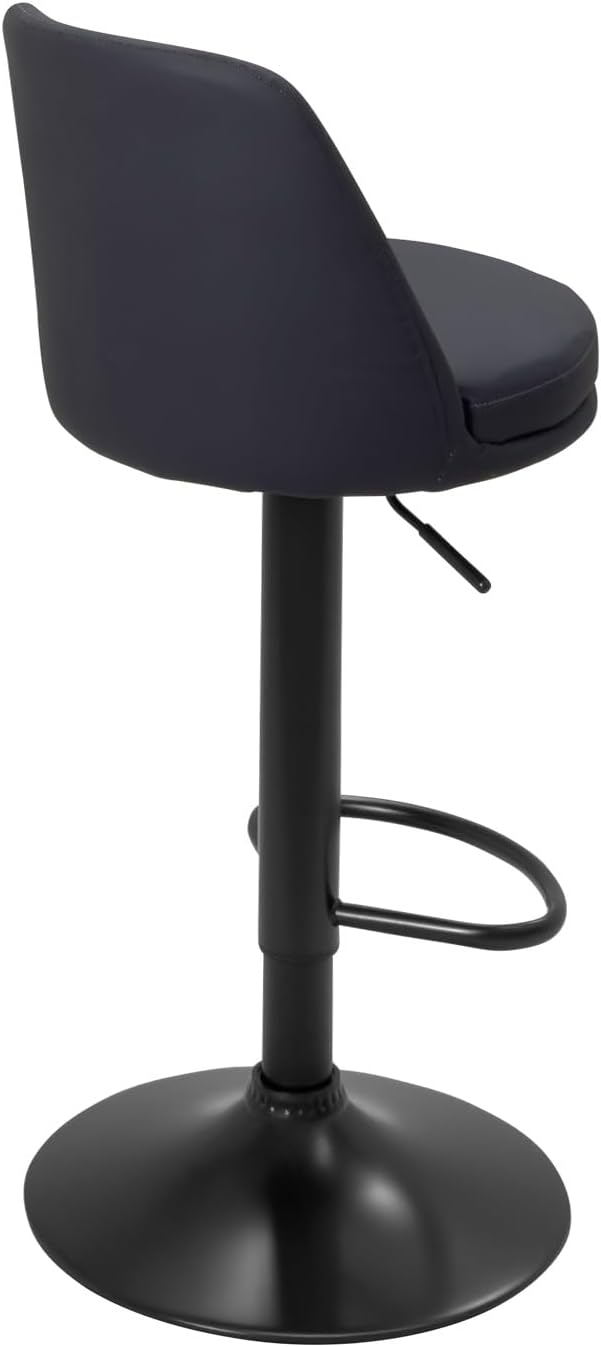 Lot de 2 tabourets de bar, assise ronde, haut dossier, réglable, pivotant rif (noir) - 7