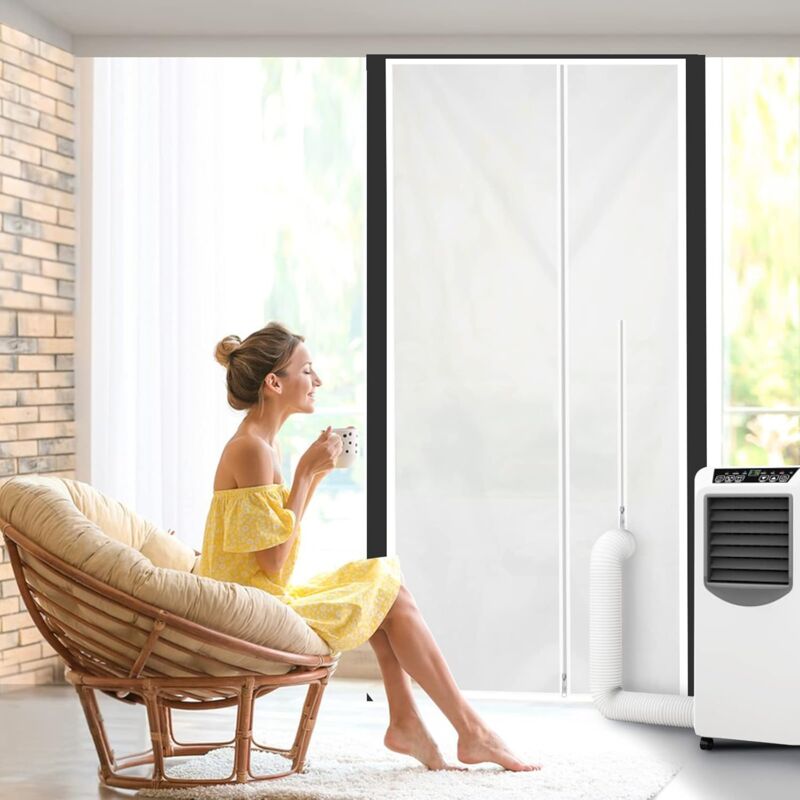 Joint de Porte pour Climatiseurs Mobiles, 90 210 cm Kit Calfeutrage Climatiseur Porte Fenetre, Facile à Installer Ne Nécessite Aucun Perçage - 4