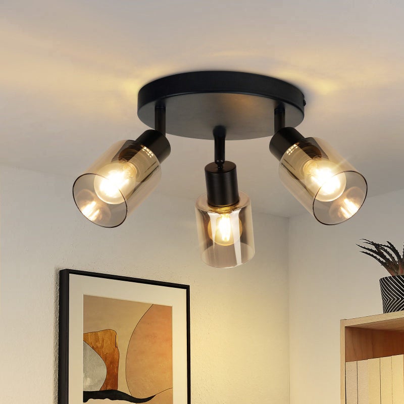 Nettlife Reflektorowa sufitowy 3-punktowy E14, czarny, przemysłowy, Lampa do salonu