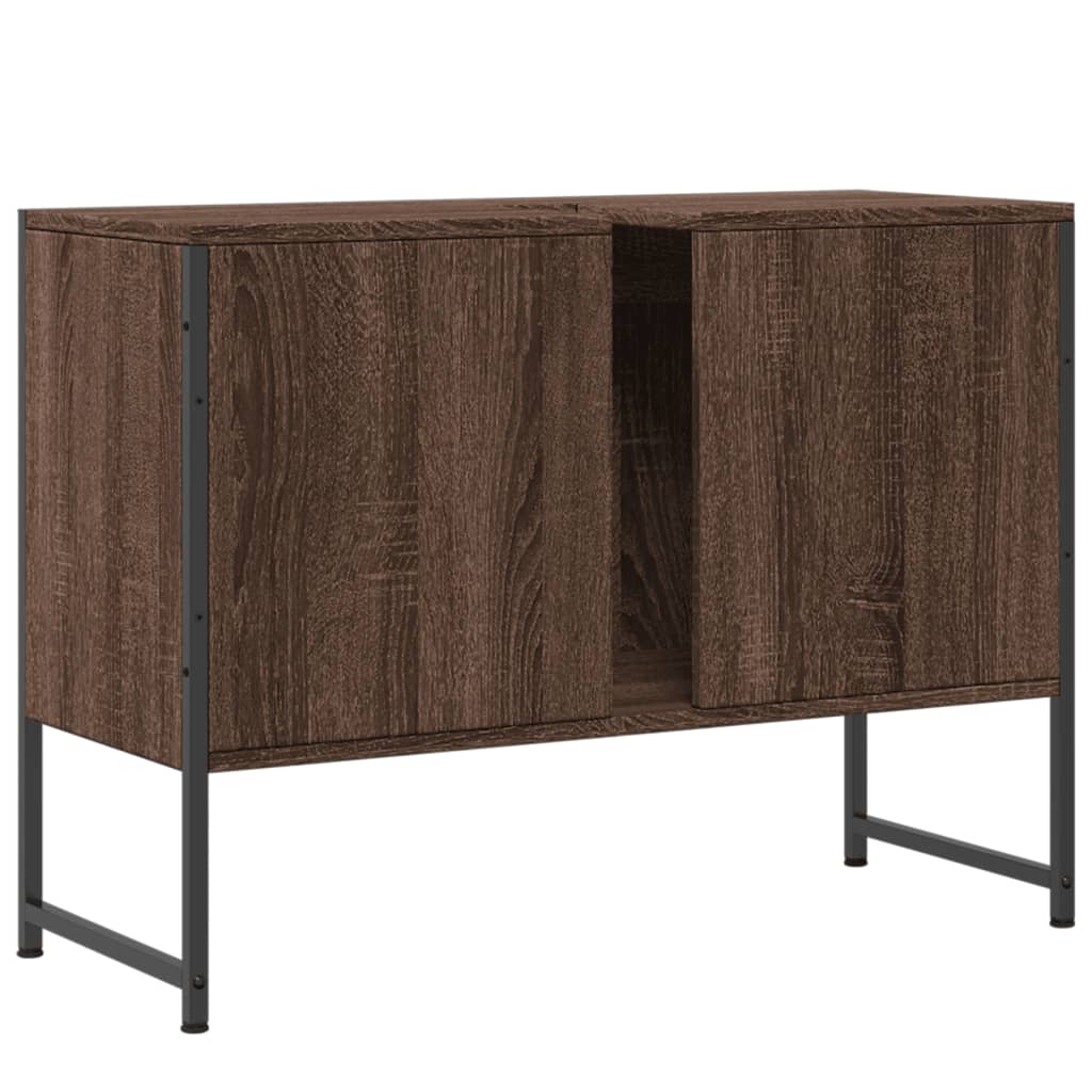 Mueble lavabo de baño de roble marrón de madera de ingeniería - 8