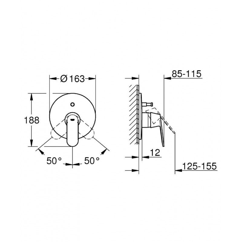 Grohe Eurosmart Cosmopolitan - Set de finition pour mitigeur monocommande, 2 sorties (19382000) - 2