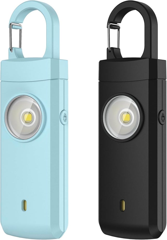 Alarme personnelle rechargeable - Cadeau de Noël et d'anniversaire pour femmes, étudiantes, adolescentes et seniors, sirène, bleu et noir