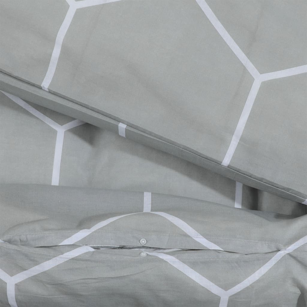 Ensemble de housse de couette Gris 240x220 cm Coton - 4