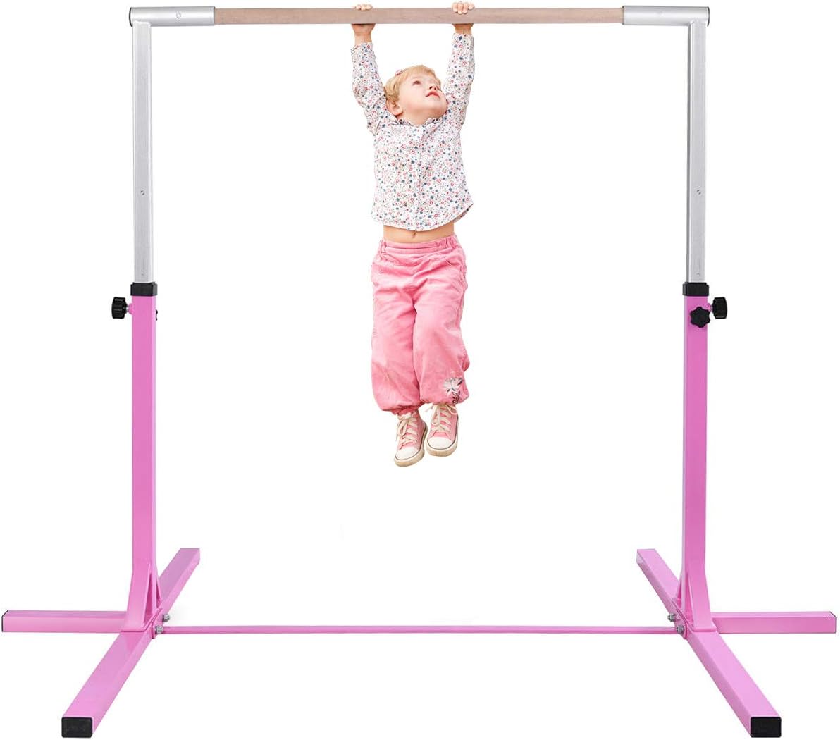 Stalowa Drążek Gimnastyczny, Regulowana Szerokość/Wysokość, Obciążenie 100-120 kg, Drążek Treningowy dla Dzieci w Wieku 6-12 lat, do Siłowni, Domu