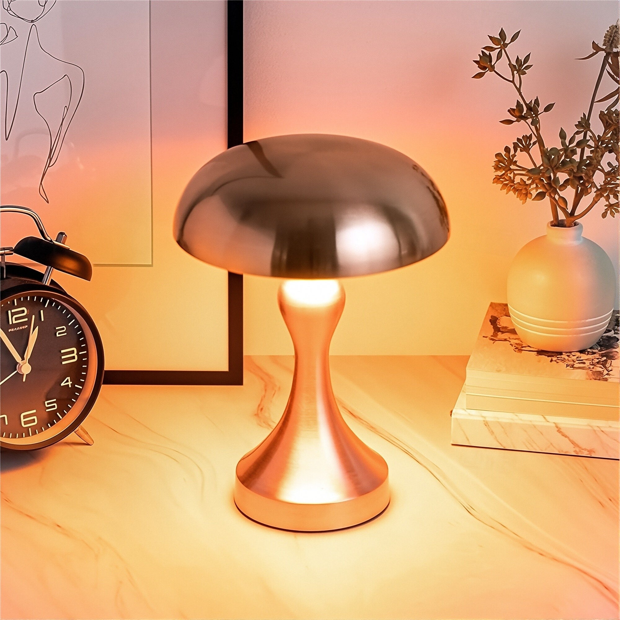Lampa biurkowa grzybek 1200 mAh, ze ściemniaczem, idealna do salonów, biur i na balkony