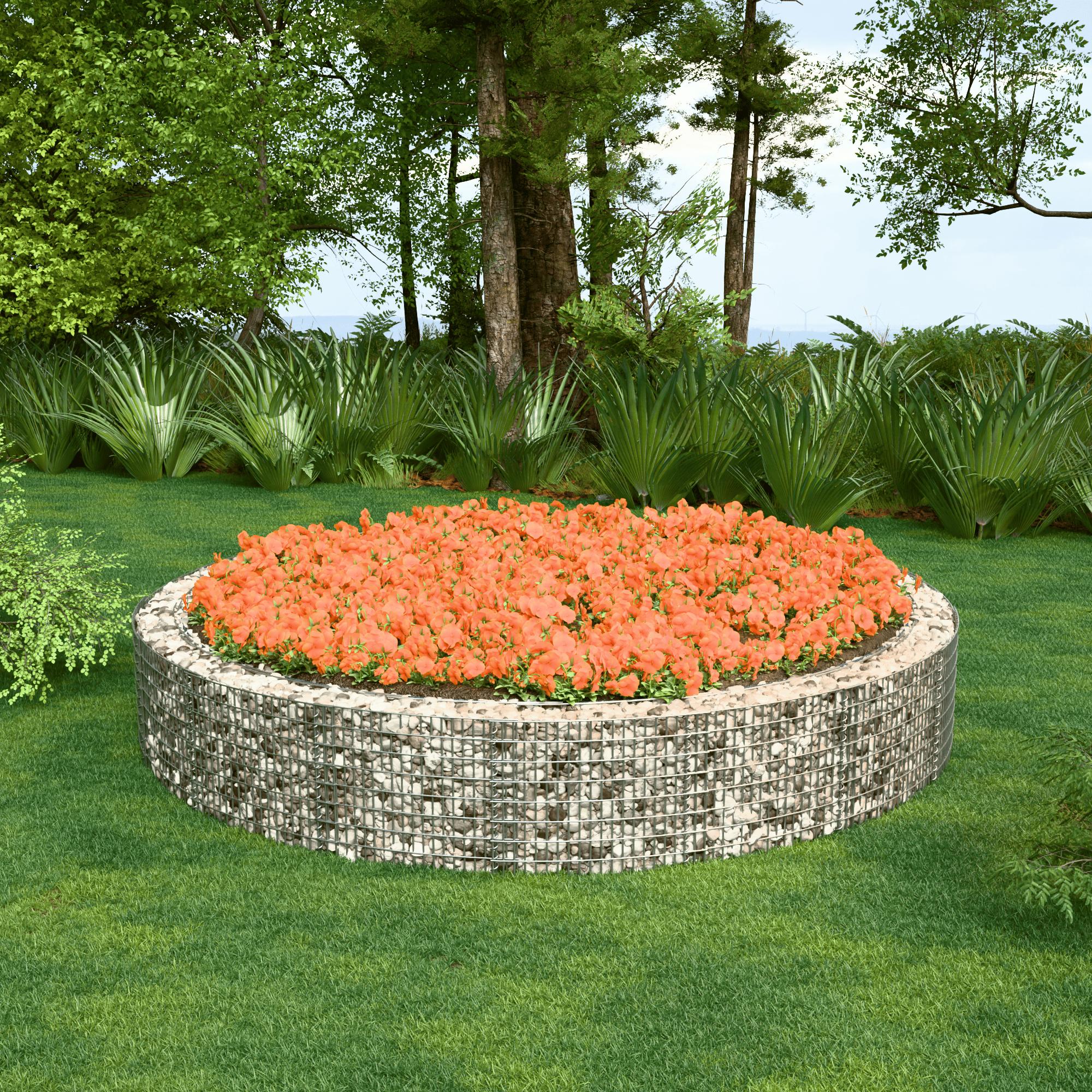 Jardín elevado redondo de gaviones de acero galvanizado, Ø502cm, altura 50cm, malla 5 x 10cm, grosor 15cm, ideal para huerto o flores - 7