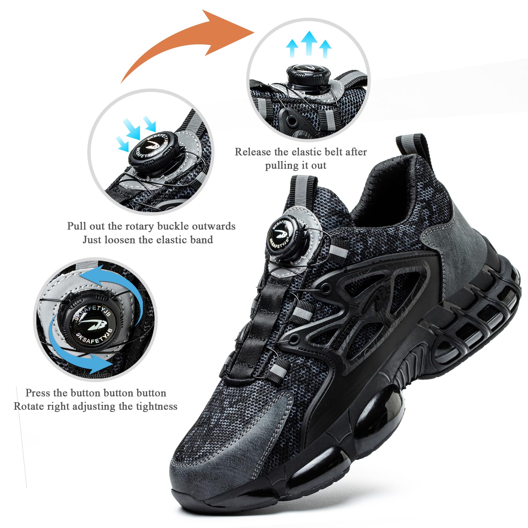 Chaussures de Sécurité Hommes Femmes Basket Légère Respirante Travail Antidérapante avec Embout en Acier 36-46 EU - 3