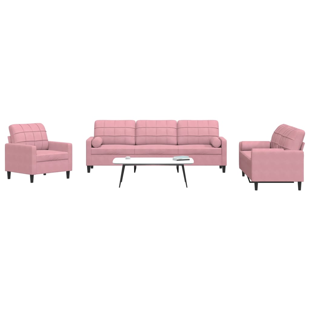 Canapé 3 Pièces Velours Noir - VidaXL, Salon Moderne Avec Coussins Confortables
