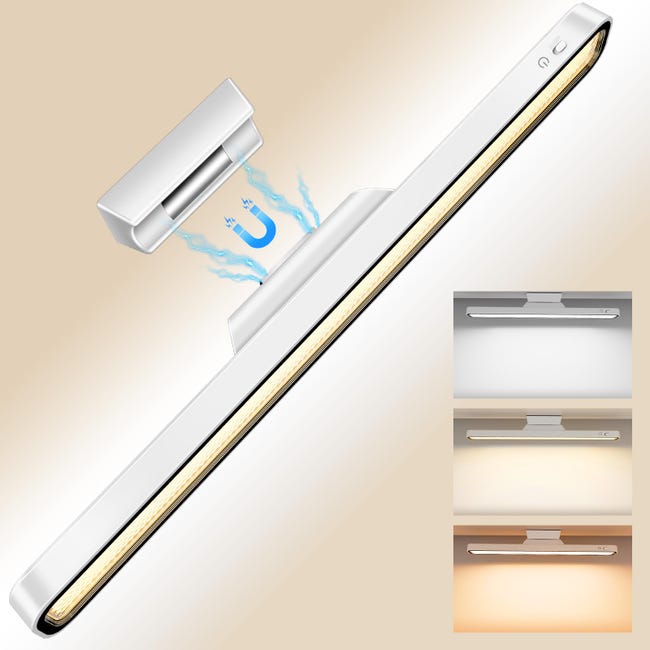 Tira de luz led de 32 cm para debajo de los gabinetes de cocina, funciona con pilas, recargable, inalámbrica, regulable, antideslumbrante, con ilumin