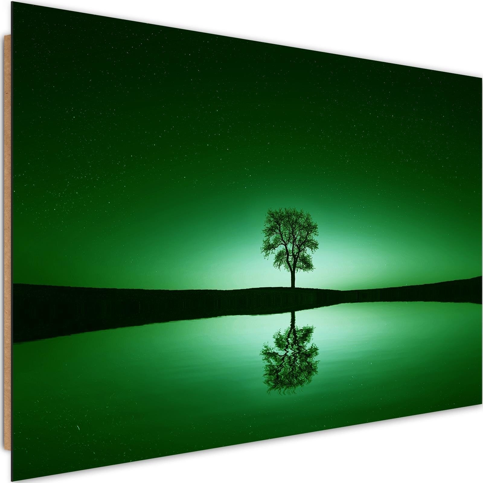 Petit Cadre En Bois 23x18 Cm - Tableau "Arbre, Sous Bois" - Occasion