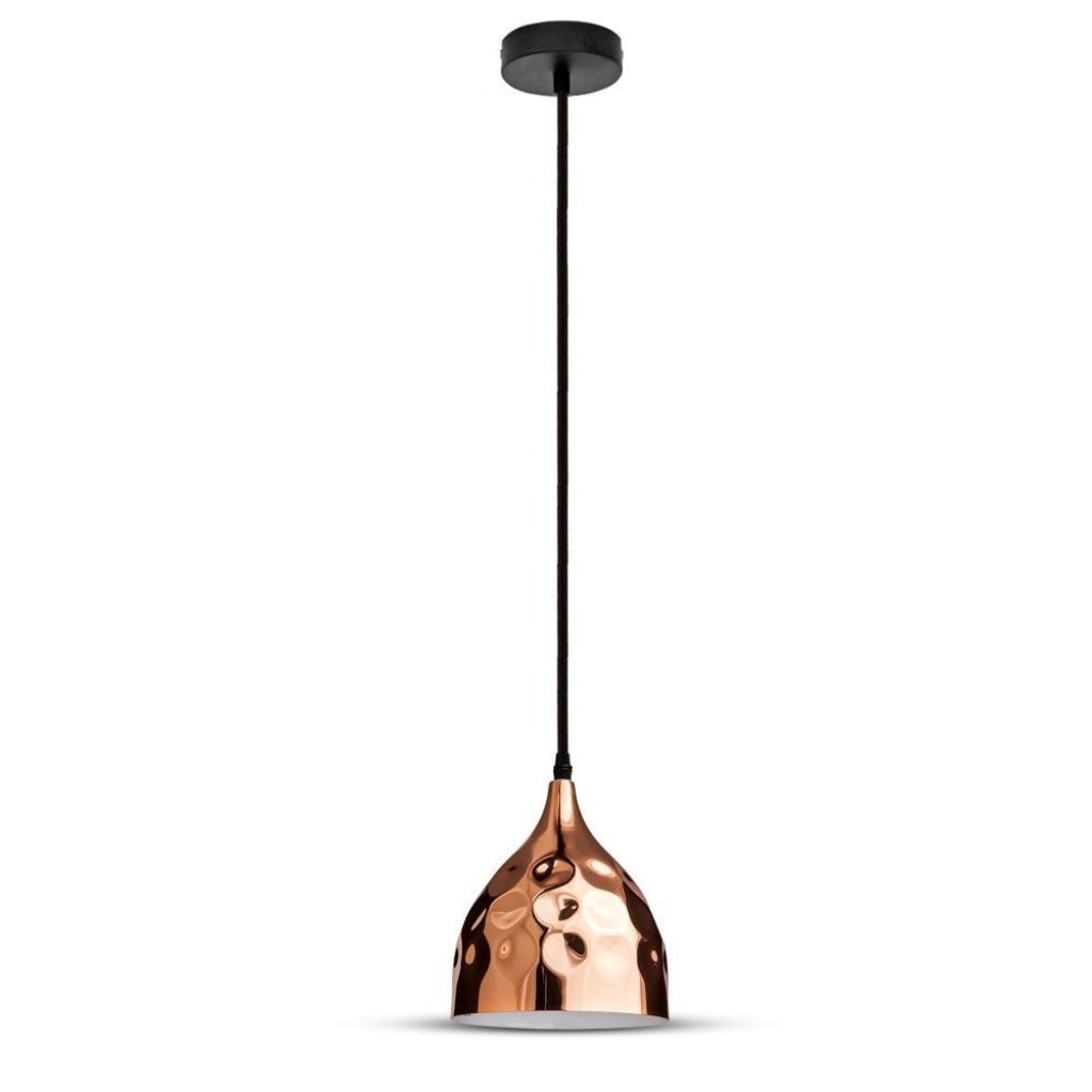 Żyrandol LED z metalowym kloszem i uchwytem na żarówkę E27 (maks. 60 W) w kolorze różowego złota, lustrzany, średnica: 170 mm