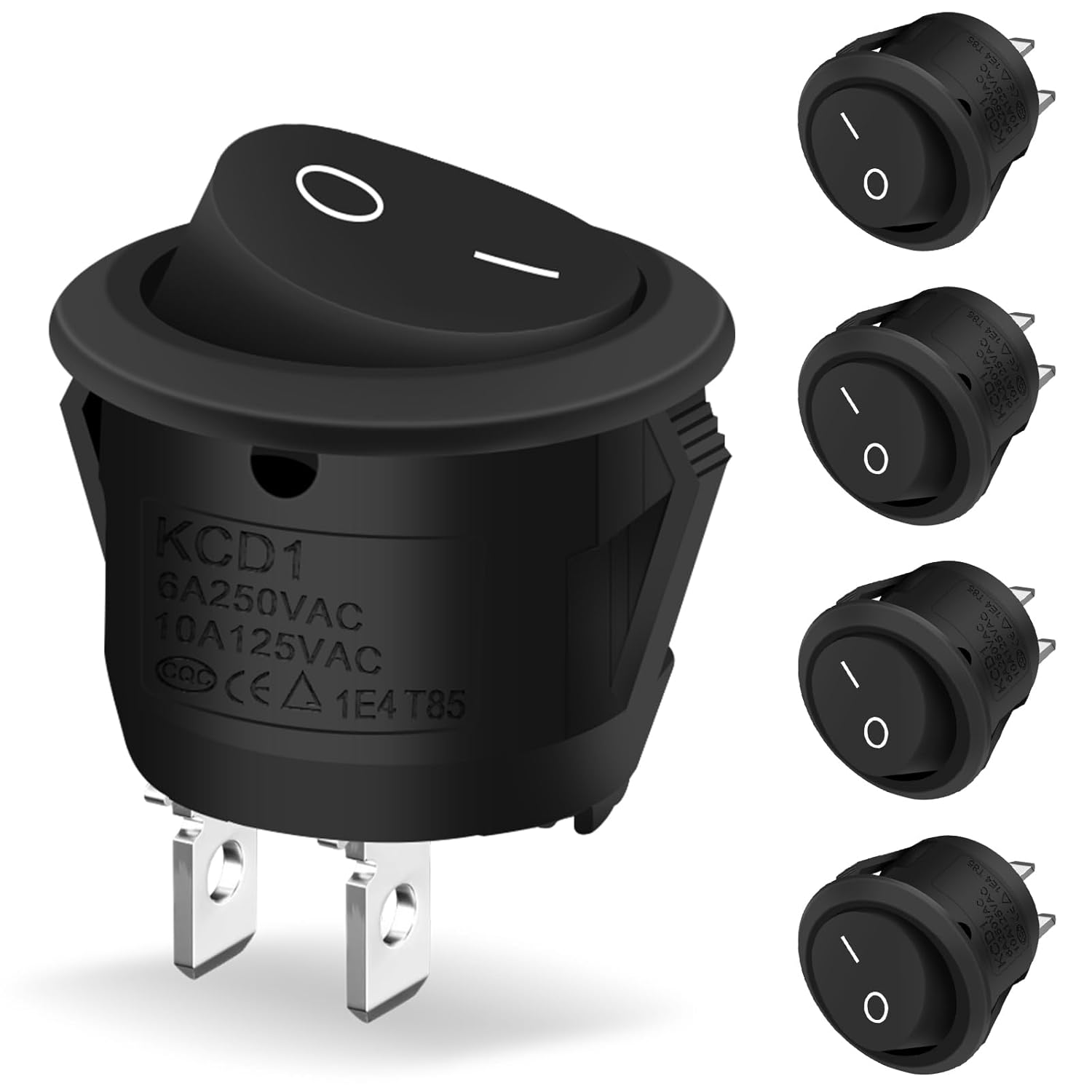 Szt. przełączników 12 V, miniaturowy przycisk WŁ./WYŁ. 10 A/125 V 6 A/250 V, czarny, blokowany, okrągły przełącznik kołyskowy do samochodu, łodzi