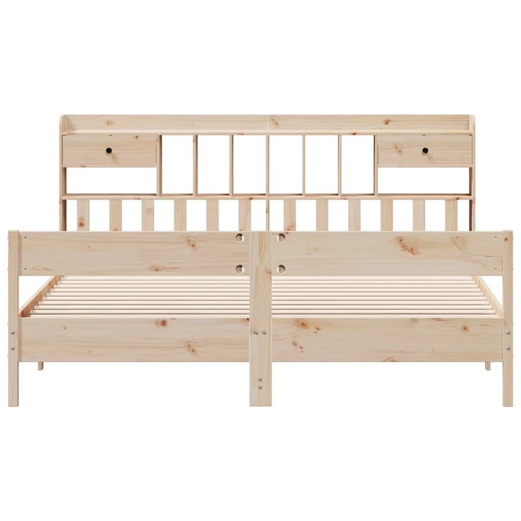 Lit bibliothèque sans matelas 180 x 200 cm en bois de pin massif - 4