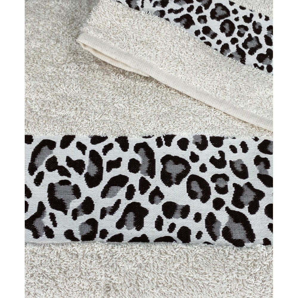 SET ASCIUGAMANI spugna JACQUARD 1+1 VISO e ospite MACULATO beige SACCO WASHY - 3